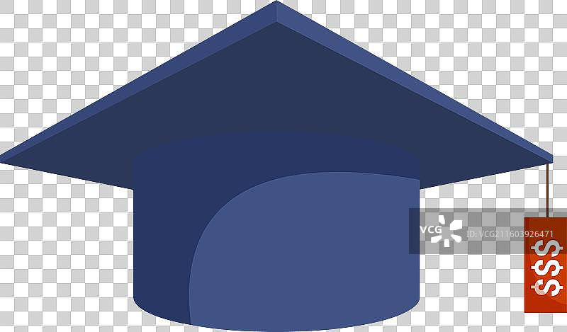 蓝色的毕业帽上挂着价签图片素材