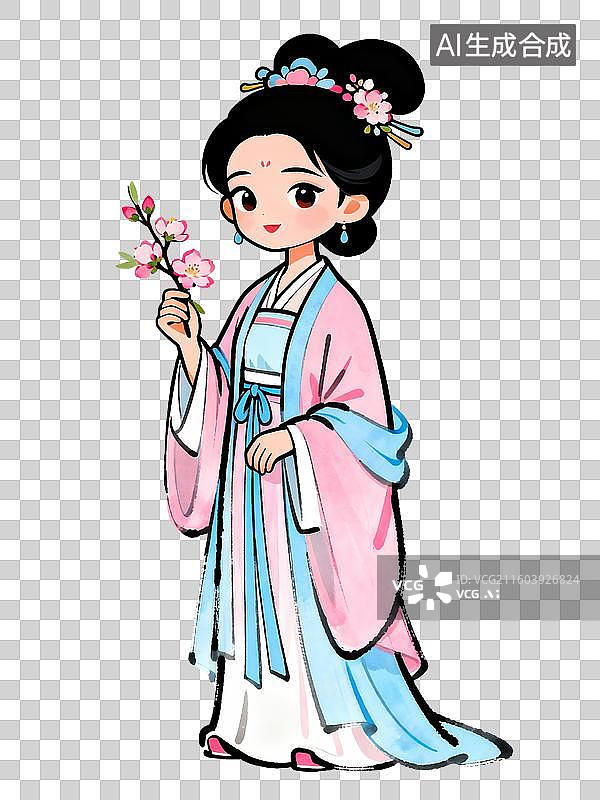 【AI数字艺术】手拿梅花的李清照古装人物形象图片素材