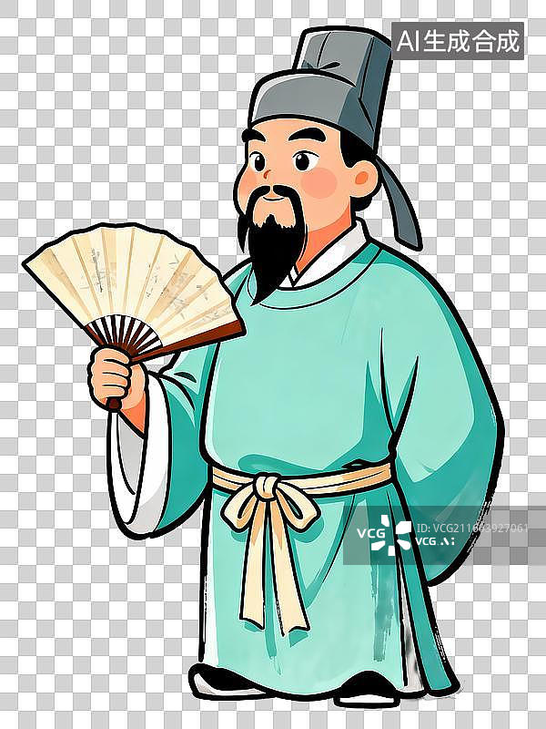 【AI数字艺术】手拿扇子的古装人物形象图片素材