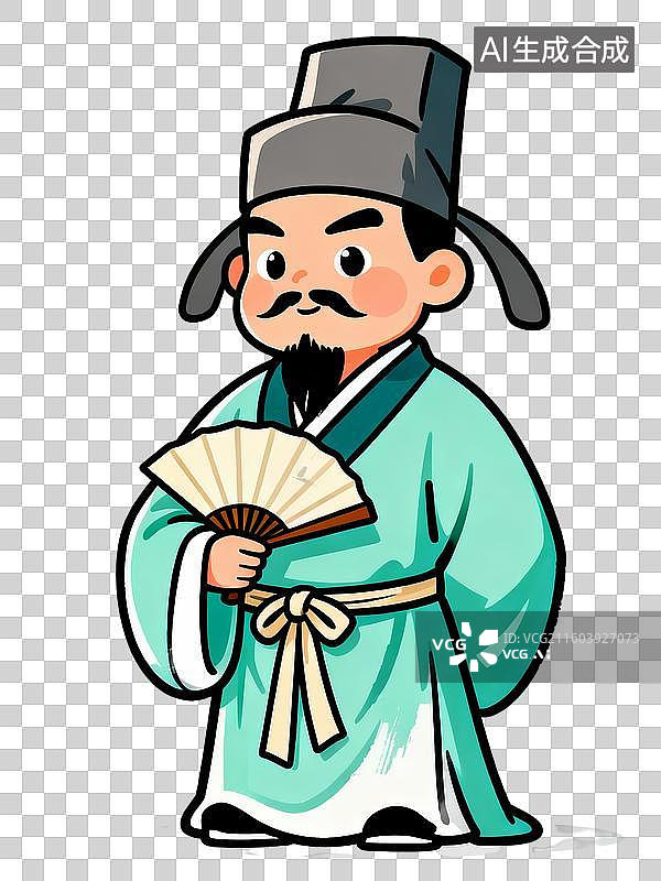 【AI数字艺术】手拿扇子的古装人物形象图片素材