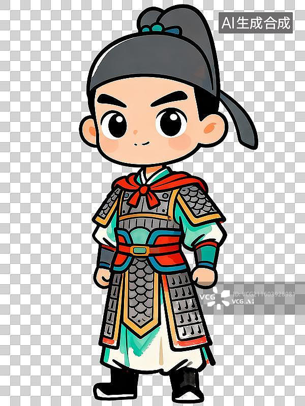 【AI数字艺术】古代将军和侍卫卡通形象图片素材