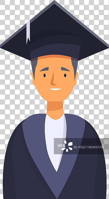 快乐的毕业生，戴着帽子，面带微笑图片素材