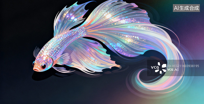 【AI数字艺术】梦幻彩虹金鱼游动图片素材