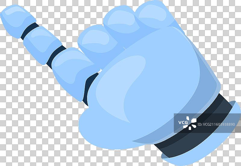 蓝色的机器人手用食指指向图片素材