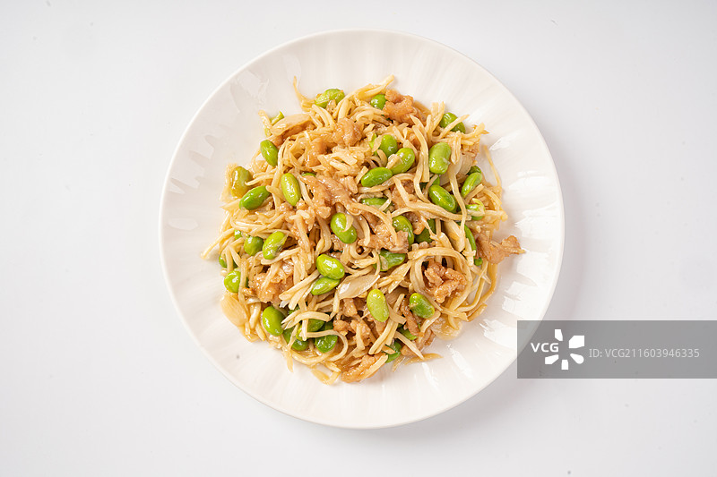 茭白毛豆肉丝图片素材
