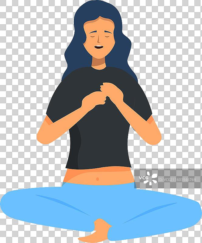 年轻女子盘腿冥想图片素材