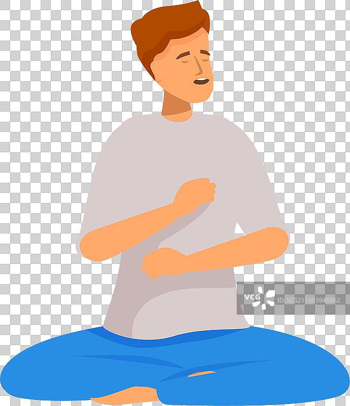 年轻男子练习腹式呼吸图片素材