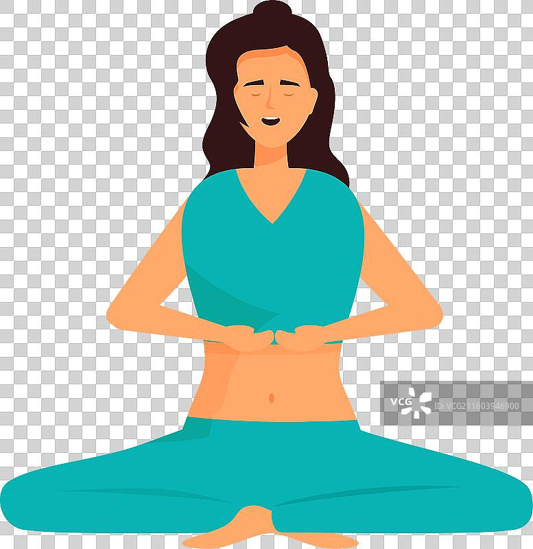 年轻女子在练习瑜伽呼吸练习图片素材