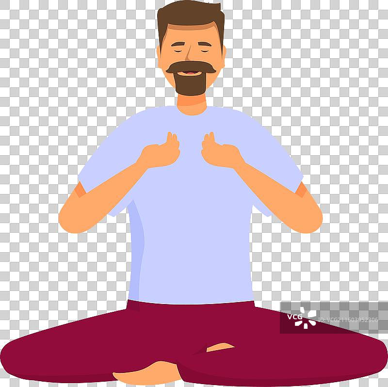 留胡子的男人在练习瑜伽呼吸练习图片素材