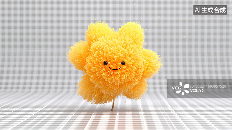 【AI数字艺术】黄色笑脸毛球图片素材