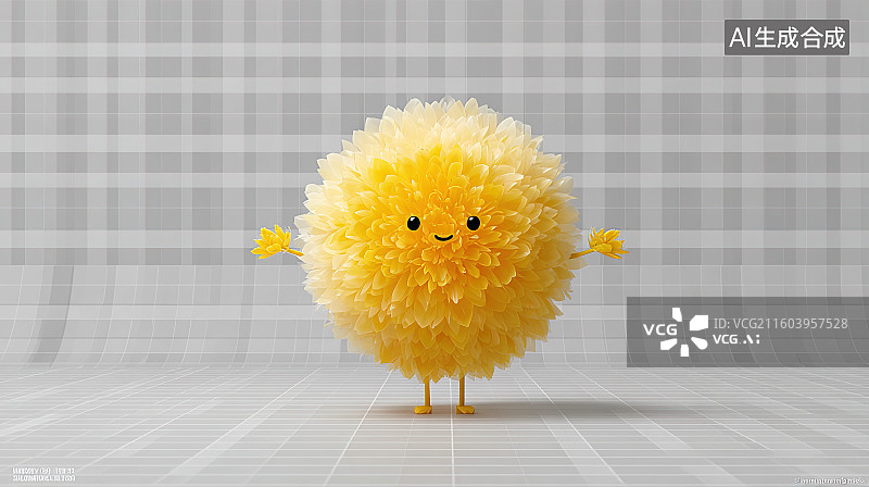 【AI数字艺术】黄色笑脸毛球图片素材