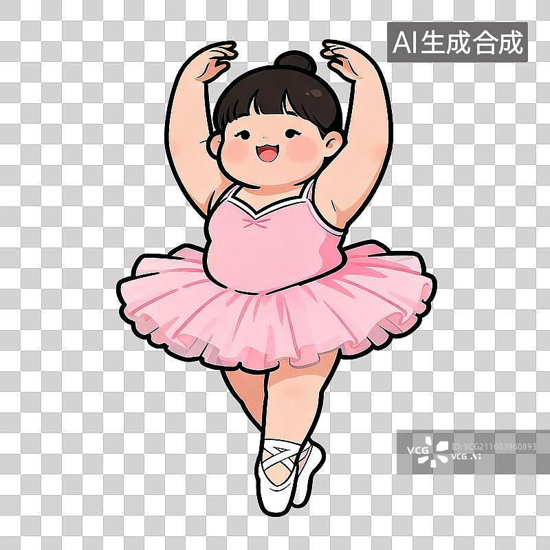 【AI数字艺术】穿着粉色芭蕾舞裙跳舞的可爱女孩图片素材