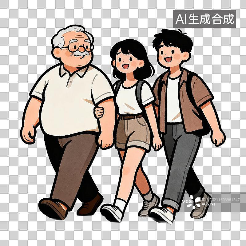 【AI数字艺术】三人同行展现友好氛围图片素材
