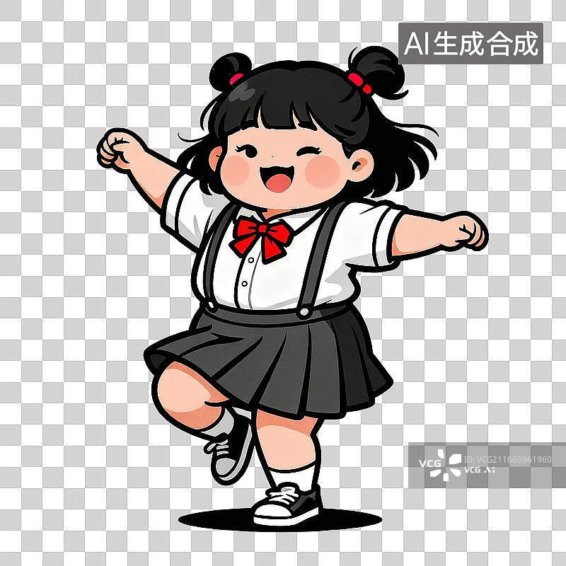 【AI数字艺术】穿着校服的可爱开心女孩图片素材