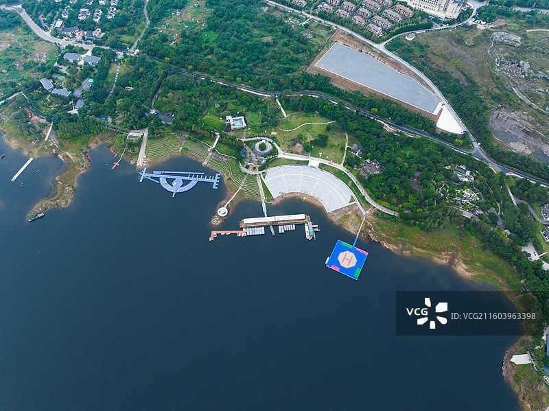 重庆长寿湖游艇码头景观航拍图图片素材