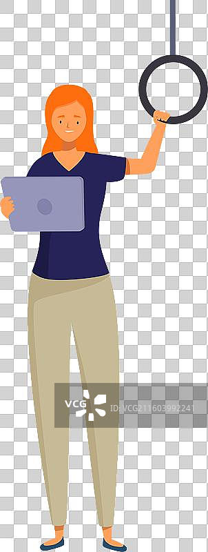 年轻女子站在公共交通工具上使用图片素材