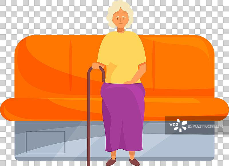 坐着拿拐杖的老年妇女图片素材