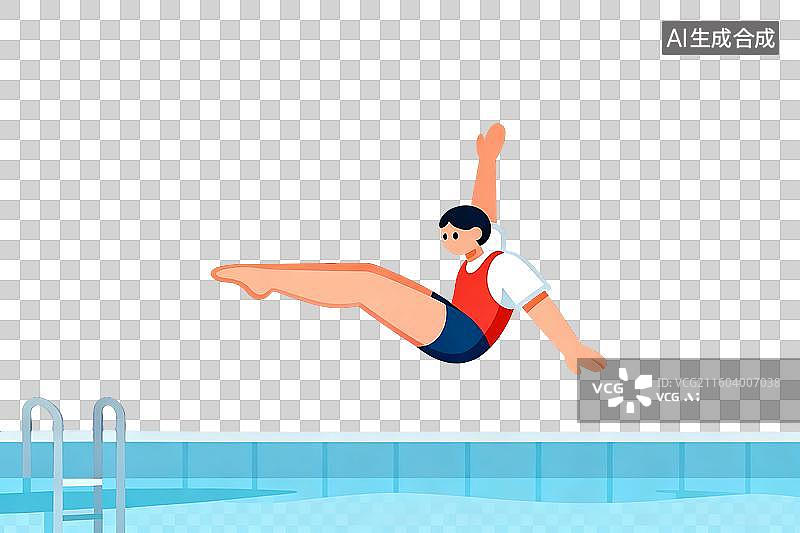 【AI数字艺术】免扣体育比赛跳水人物元素图片素材