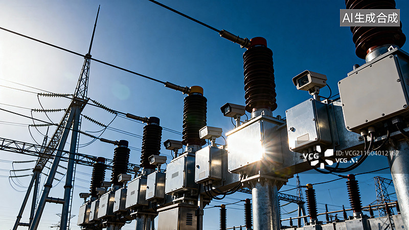 【AI数字艺术】高压变电站电气设备图片素材