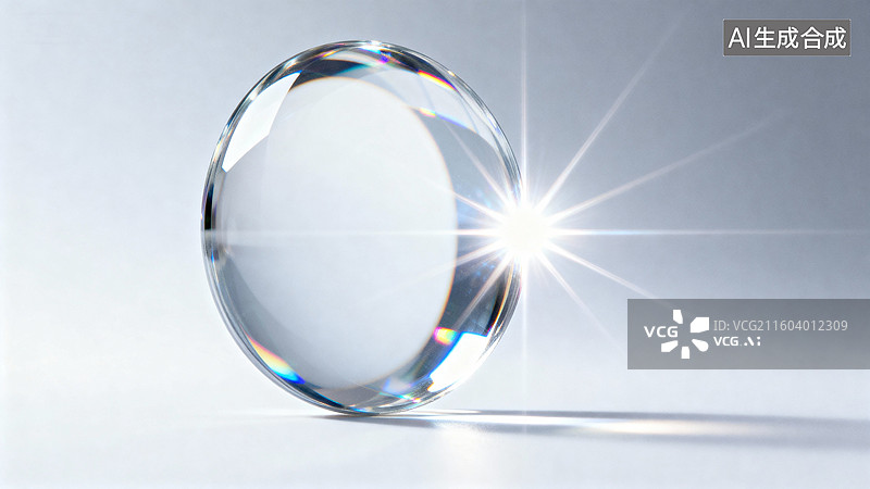 【AI数字艺术】闪耀透明圆形水晶图片素材