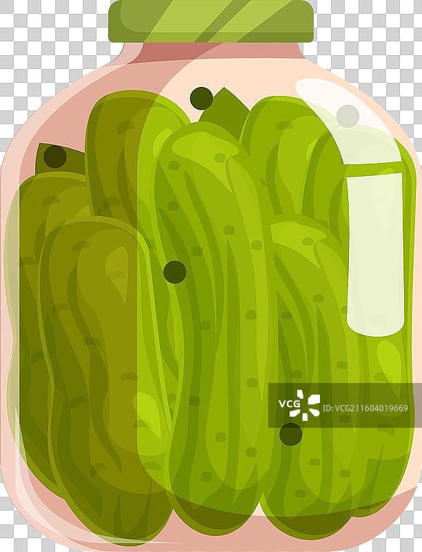 玻璃罐中保存的完整腌黄瓜，适合长期储存图片素材