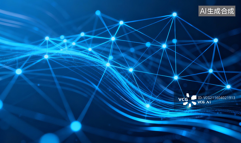 【AI数字艺术】蓝色网络连接线条图案图片素材