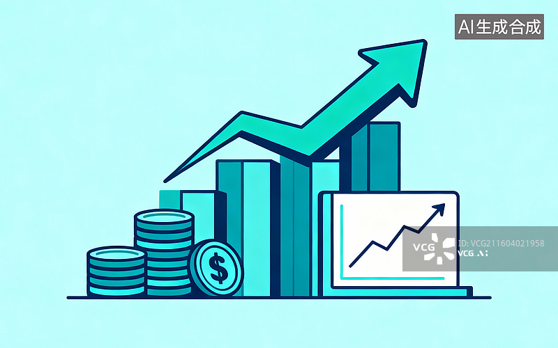 【AI数字艺术】经济增长与财务增长图表图片素材