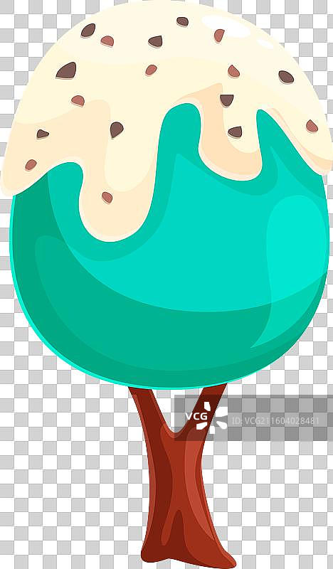 覆盖着甜美白色糖霜的卡通树图片素材