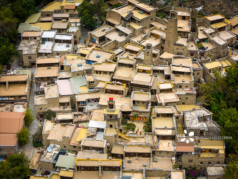 川西G317国道-四川省阿坝州理县桃坪羌寨航拍图片素材