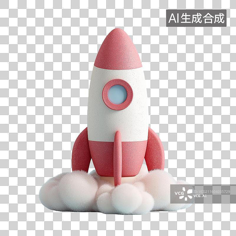 【AI数字艺术】黏土风格火箭3D图标图片素材