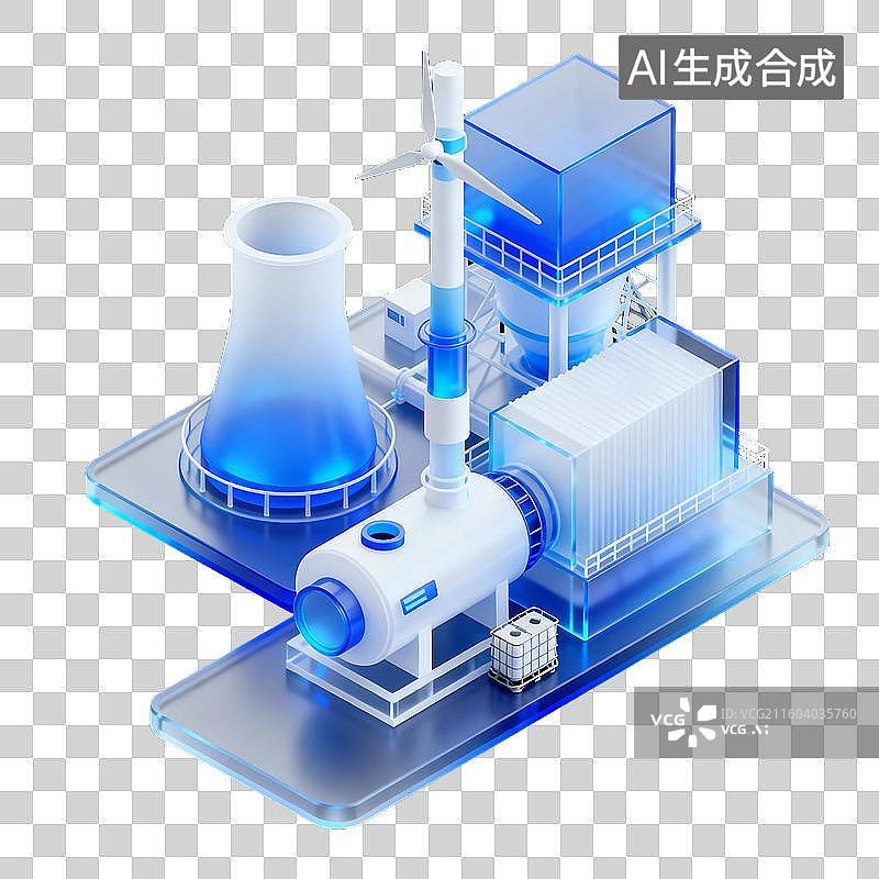 【AI数字艺术】磨砂玻璃科技风元素建模图片素材