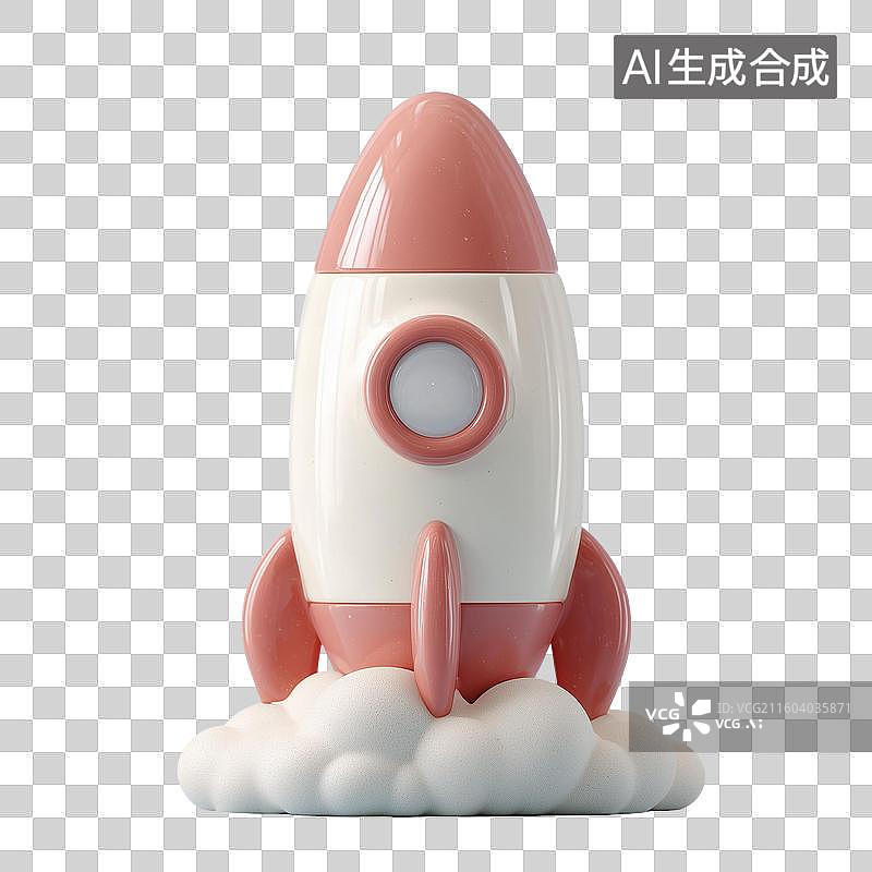 【AI数字艺术】黏土风格火箭3D图标图片素材