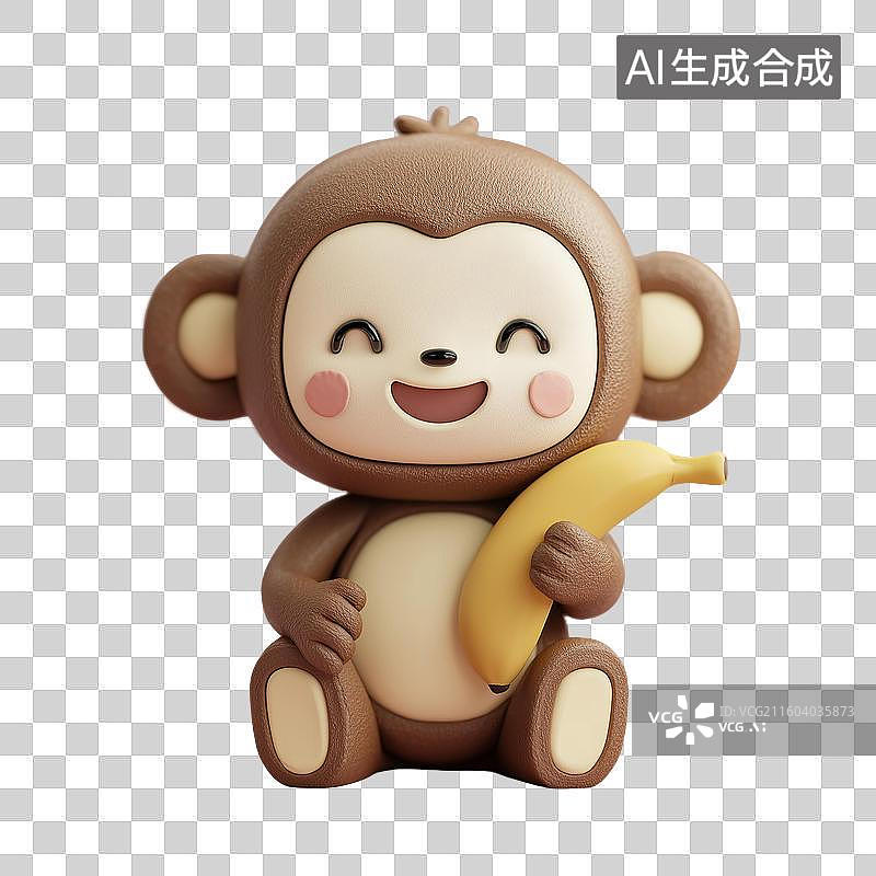 【AI数字艺术】黏土风格猴子3D角色图片素材