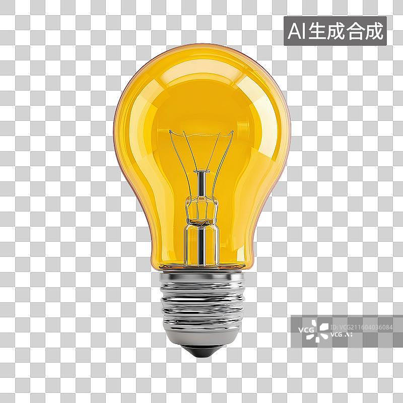 【AI数字艺术】黄色灯泡3D图标图片素材