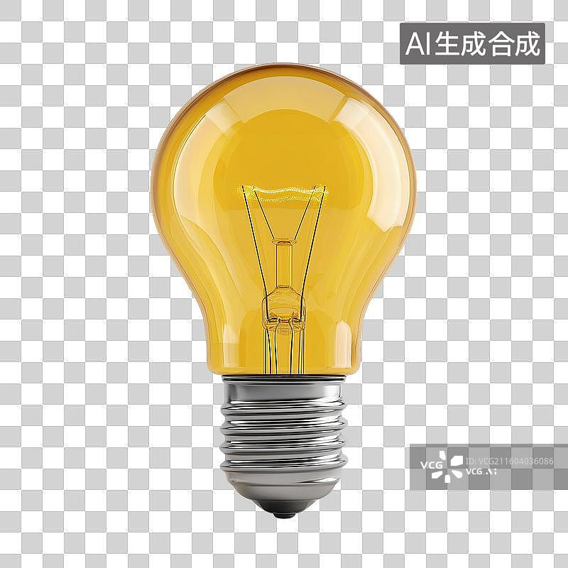 【AI数字艺术】黄色灯泡3D图标图片素材