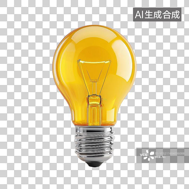 【AI数字艺术】黄色灯泡3D图标图片素材