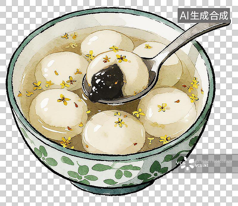 【AI数字艺术】一碗桂花汤圆图片素材