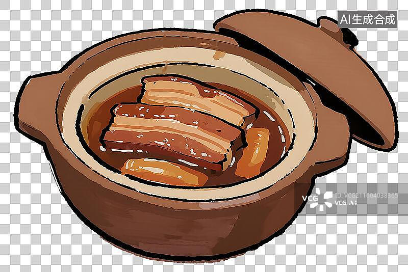 【AI数字艺术】一个砂锅里盛着把子肉图片素材