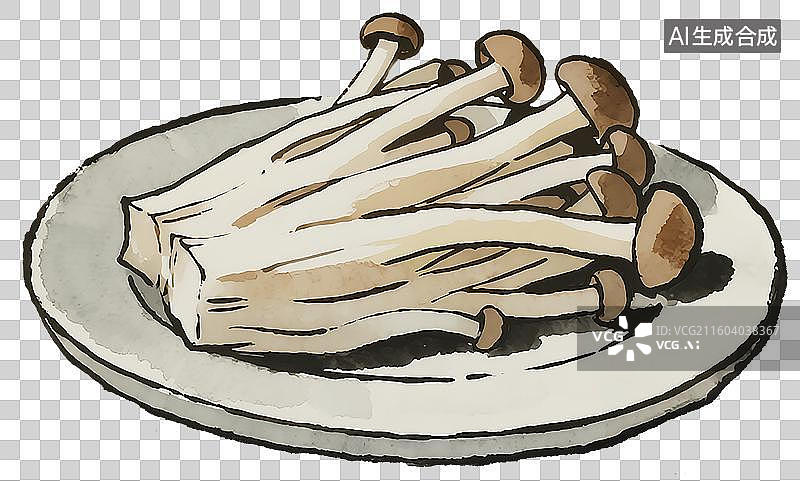 【AI数字艺术】一盘新鲜蟹味菇图片素材