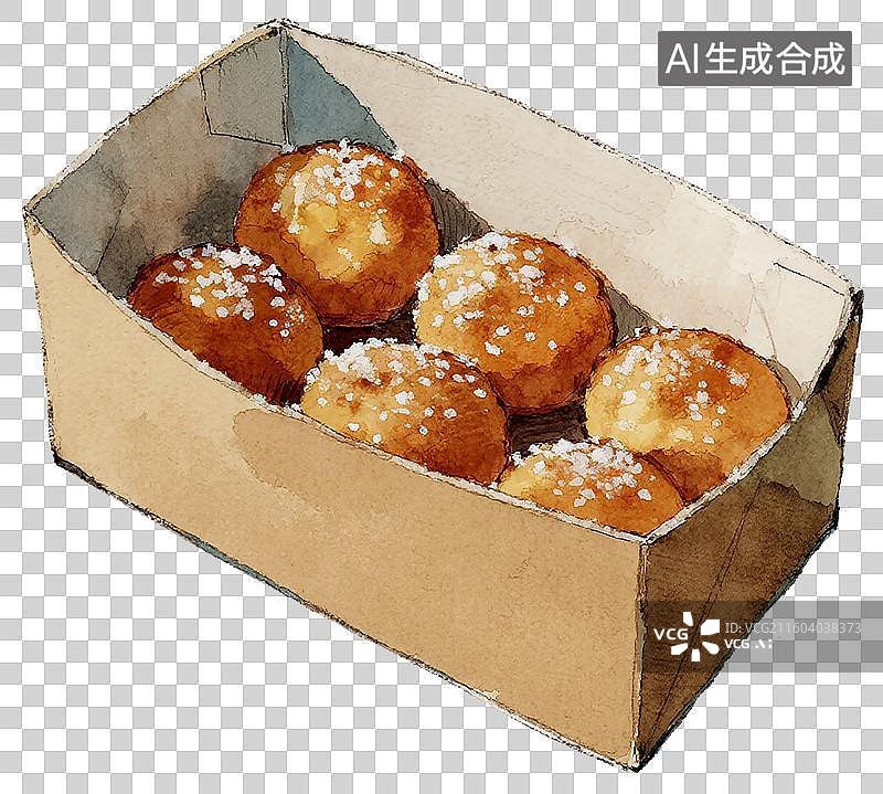 【AI数字艺术】一个纸盒装着的鸡蛋仔图片素材
