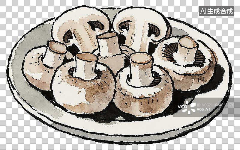 【AI数字艺术】一盘新鲜口蘑图片素材