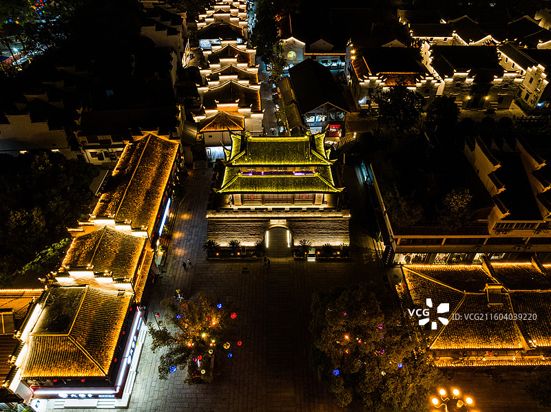 金华市婺州古城夜色图片素材