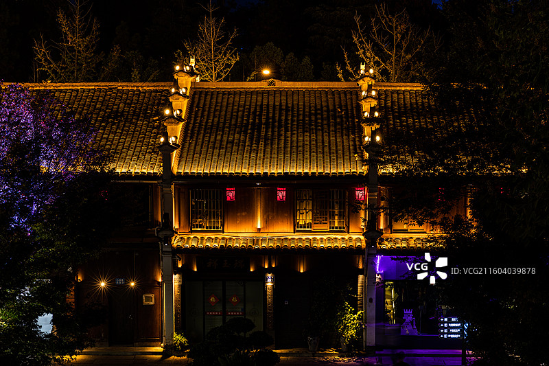 金华市婺州古城夜色图片素材