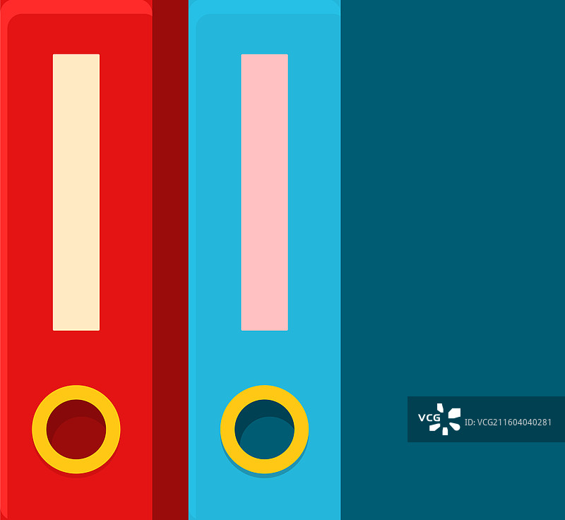 一名办公室职员正在整理文件，旁边有两个文件夹。图片素材