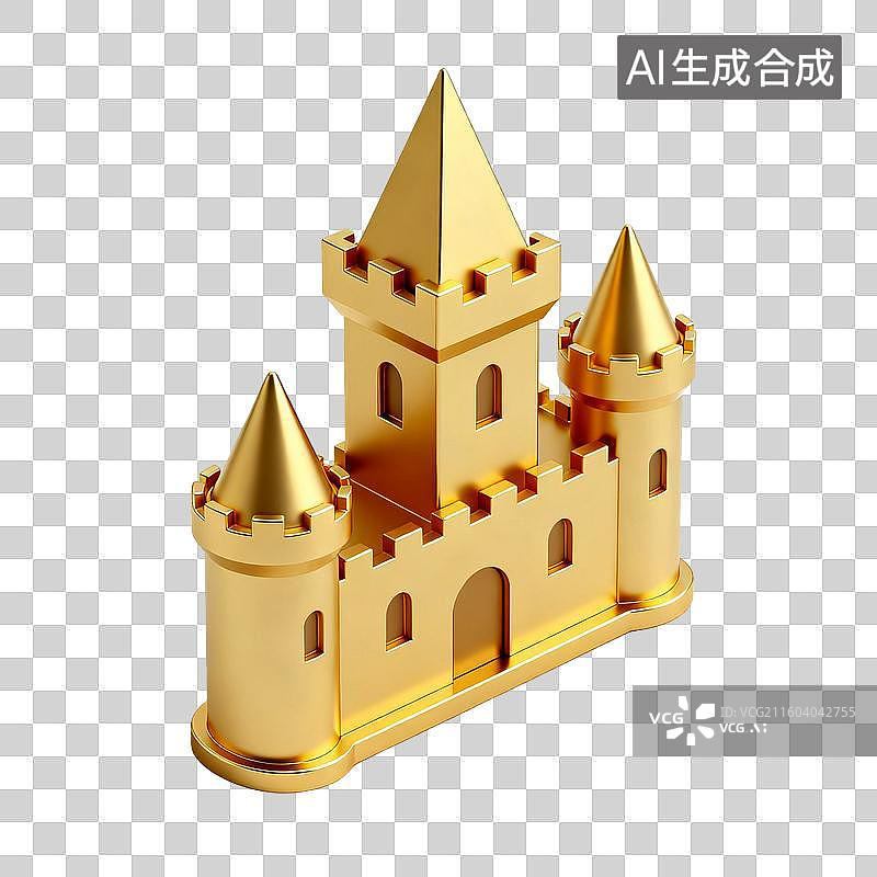 【AI数字艺术】金色立体房屋图标图片素材