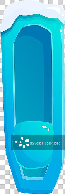 卡通蓝冰滑梯，覆盖着雪，孤立的图片素材