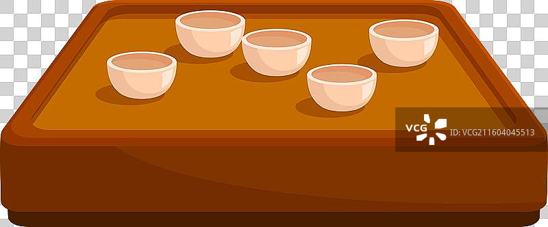 传统的木制茶几上放着空茶杯图片素材