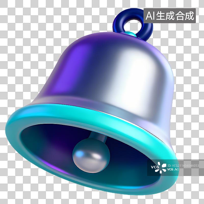 【AI数字艺术】彩色3D渲染铃铛图标图片素材
