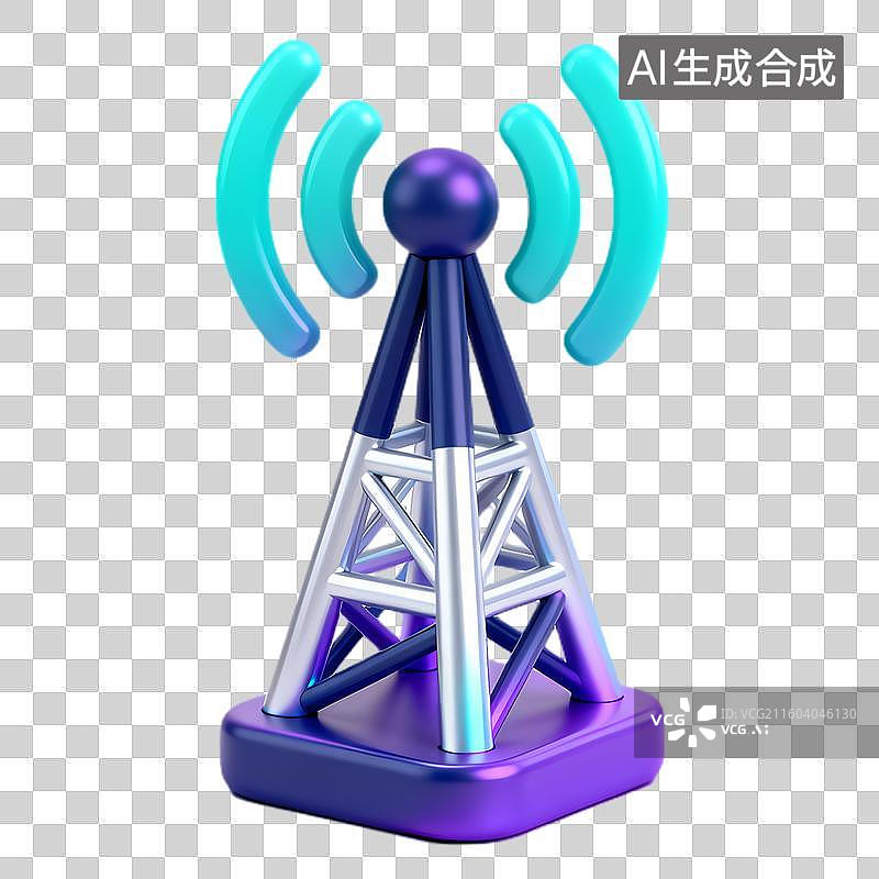 【AI数字艺术】现代无线通信塔的3D渲染图图片素材