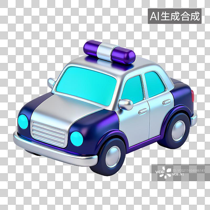 【AI数字艺术】一辆色彩鲜艳可爱的玩具警车图片素材